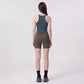 High Waist Ribbed Biker Shorts with Side Pocket and Adjustable Drawcord Detail