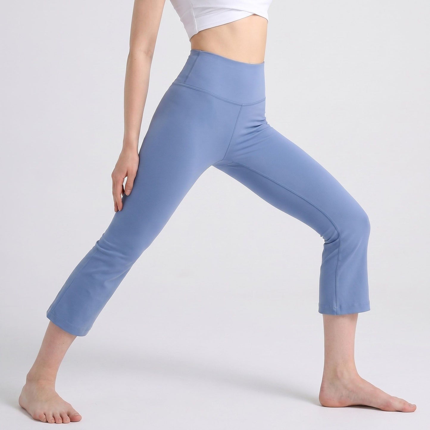 High Waist Cropped Flare Leggings with Wide Waistband Smooth Stretch Pull On Yoga Pants