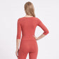 Scoop Neck 3/4 Sleeve Fitted Workout Top