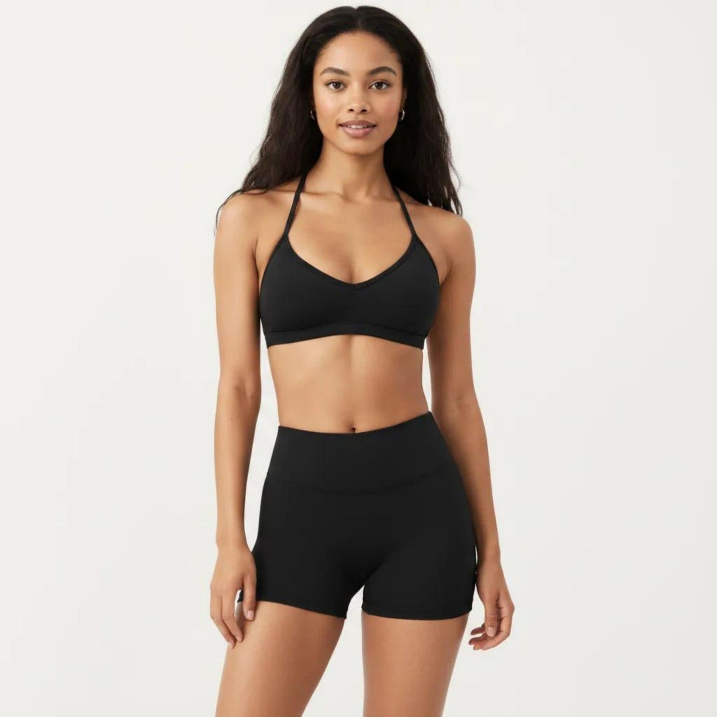 Halter Sports Bra with V Neckline and Smooth Stretch Fit