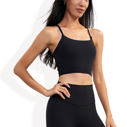 Spaghetti Strap Crop Top with Stretch Fabric and Form-Fitting Silhouette for Comfortable Casual or Workout Wear