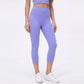 High Waist Capri Leggings with Wide Waistband Smooth Stretch Fit and Pull On Activewear Design
