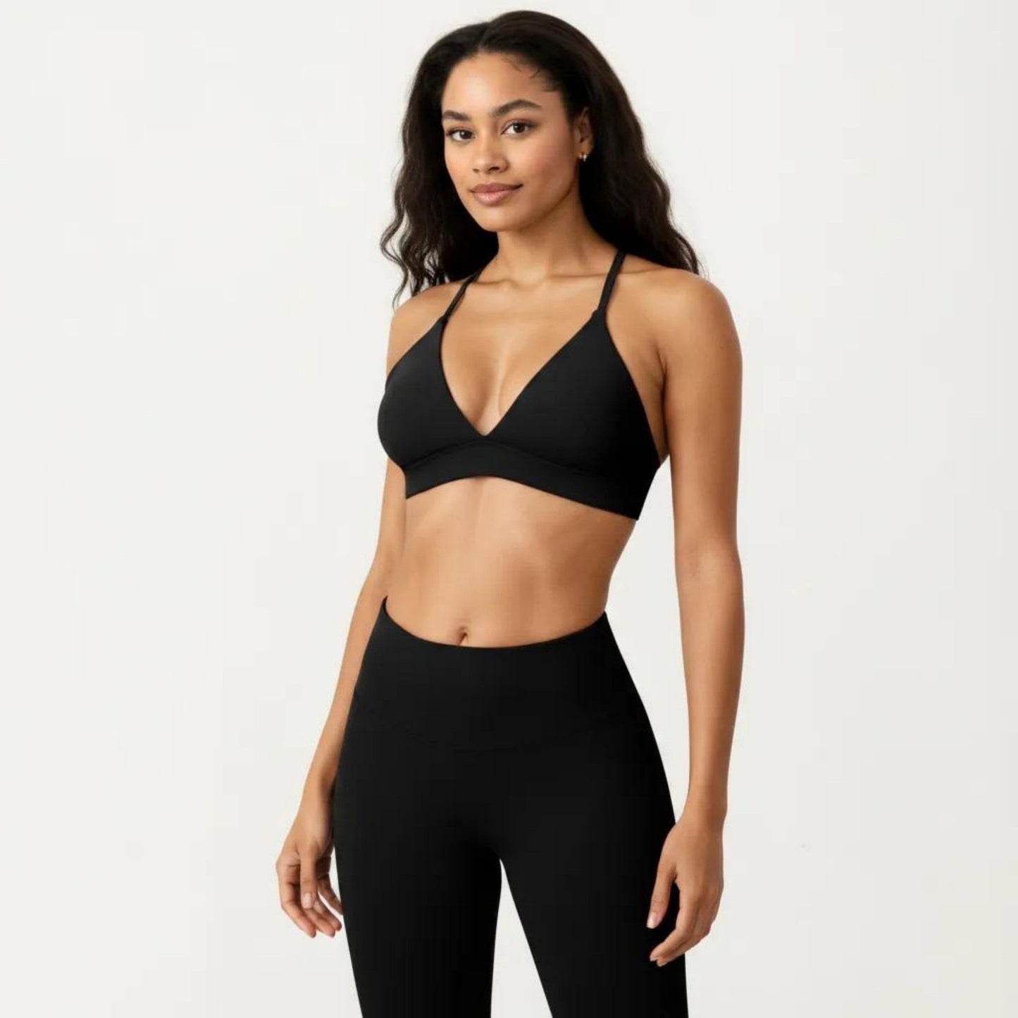 Triangle Sports Bra with Adjustable Cross Back Straps and Smooth Band