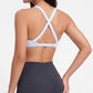 Padded V Neck Sports Bra Tank Top Wide Strap Workout Yoga Crop Top