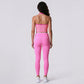 Padded Halter Sports Bra Tank Top Contrast Trim Workout Yoga Crop Top