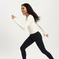 Ribbed Long Sleeve Fitted Top with Crew Neck and Thumbhole Cuffs