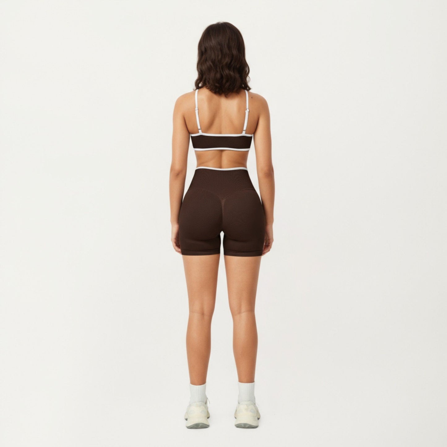 Contrast Trim Scoop Neck Sports Bra with Adjustable Spaghetti Straps