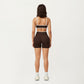 Contrast Trim Scoop Neck Sports Bra with Adjustable Spaghetti Straps