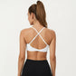 Strappy Sports Bra with Adjustable Cross Back and Scoop Neck Front