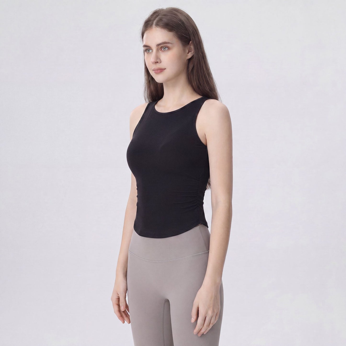 Sleeveless High Neck Cropped Yoga Tank Fitted Workout Activewear Top