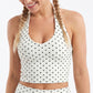 Polka Dot Halter Neck Cropped Active Tank Top for Workouts Running and Everyday Athleisure