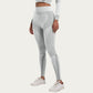 Seamless High Waist Ribbed Leggings with Sculpting Contour Panels and Compression Fit