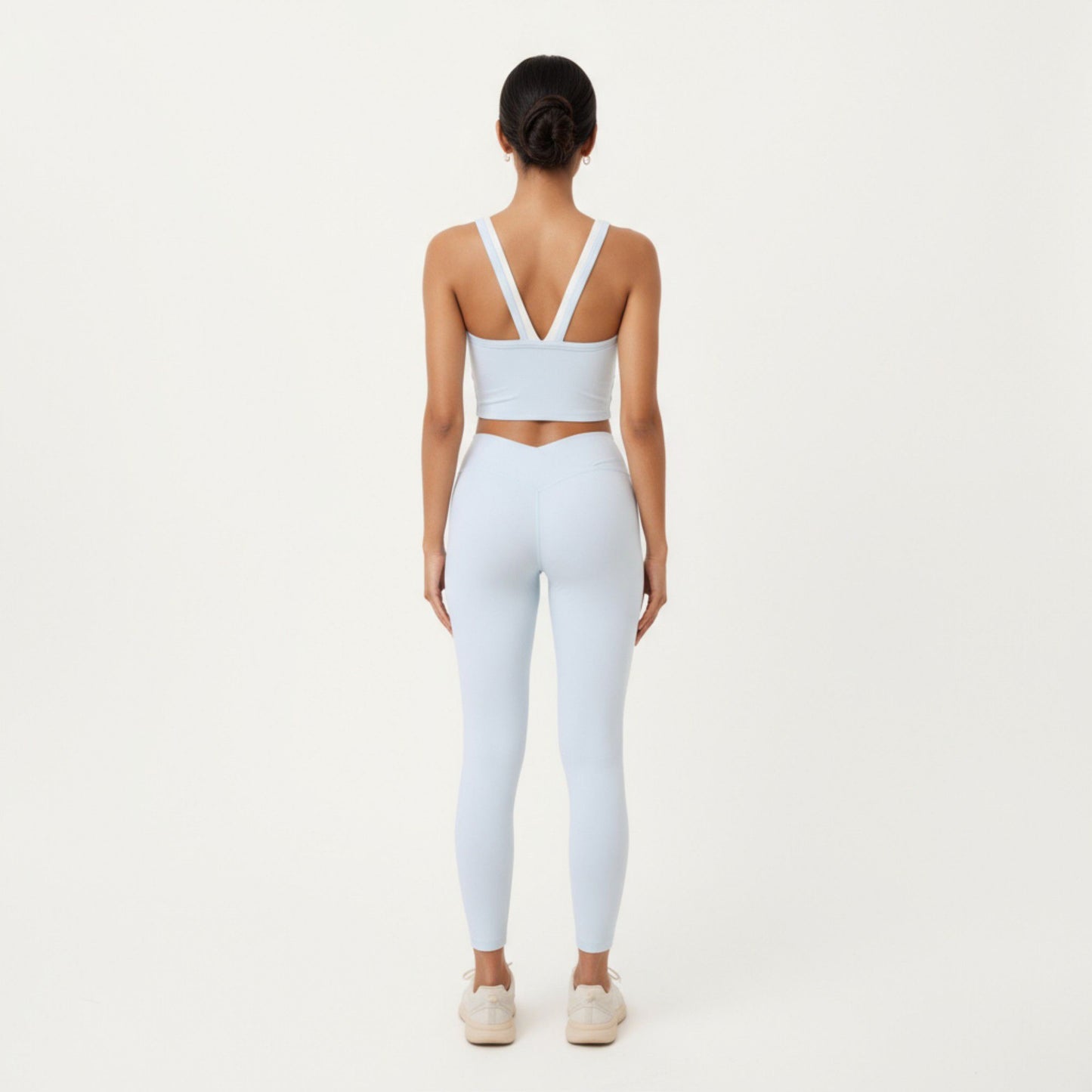 V-Neck Cropped Active Tank Top with Double Shoulder Straps