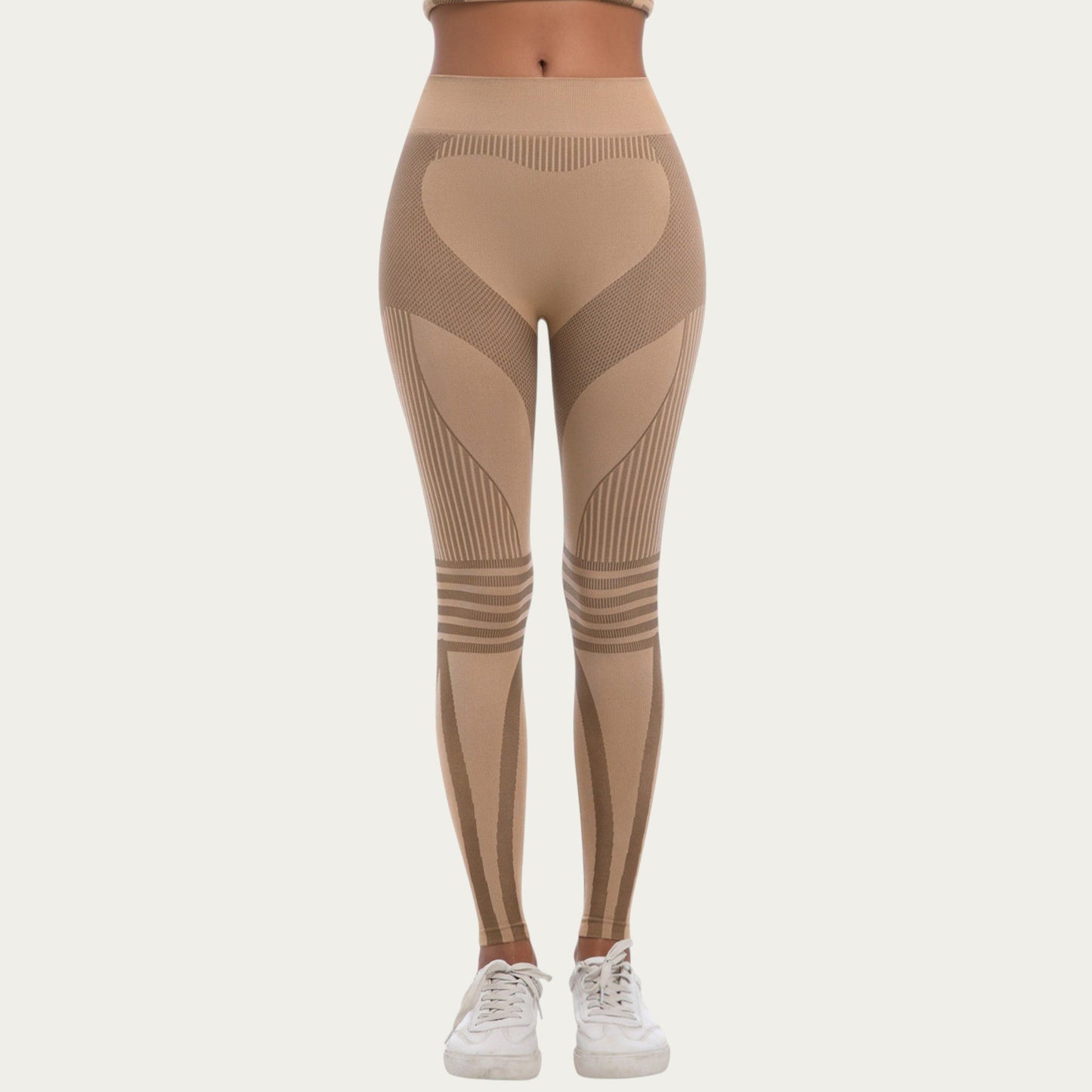 Seamless High Waist Ribbed Leggings with Sculpting Contour Panels and Compression Fit