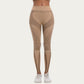 Seamless High Waist Ribbed Leggings with Sculpting Contour Panels and Compression Fit