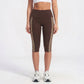 High Waist Side Stripe Capri Leggings Wide Waistband Cropped Workout Yoga Pants