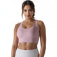 Scoop Neck Stretchy Cropped Banded Criss Cross Back Sports Bra