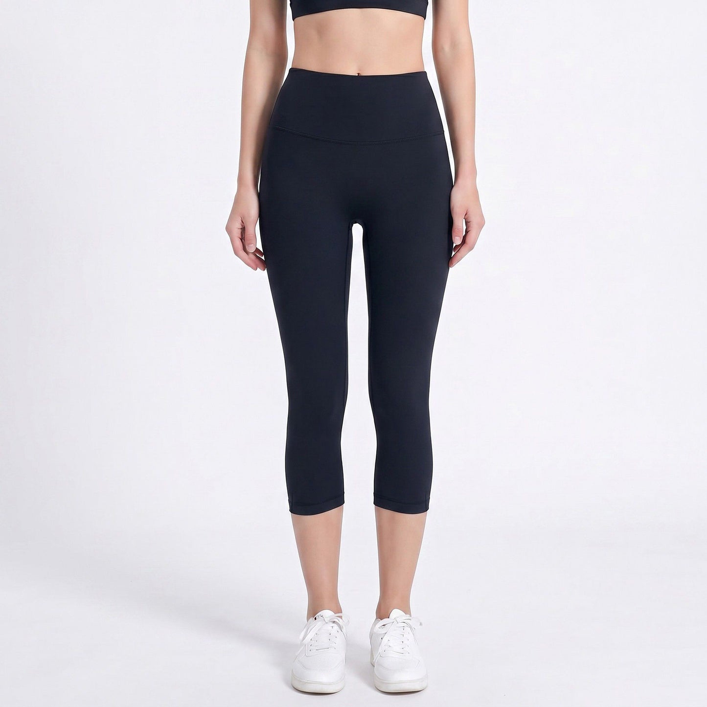 High Waist Capri Leggings with Wide Waistband Smooth Stretch Workout Yoga Pants