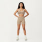 Contrast Trim Scoop Neck Sports Bra with Adjustable Spaghetti Straps