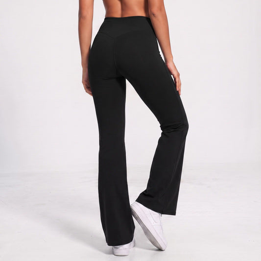 High Waist Flare Yoga Pants with Contour Seams Full Length Fitted Workout Leggings for Gym