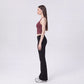 Cropped Yoga Tank Top with Built In Padding Scoop Neck Wide Strap Fitted Activewear Top
