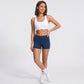 Fold Over Ruched Waistband Yoga Shorts Butt Lifting Workout Shorts