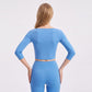 Off Shoulder 3/4 Sleeve Crop Workout Top