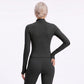 Full Zip Workout Jacket with Thumbholes and Zipper Pockets