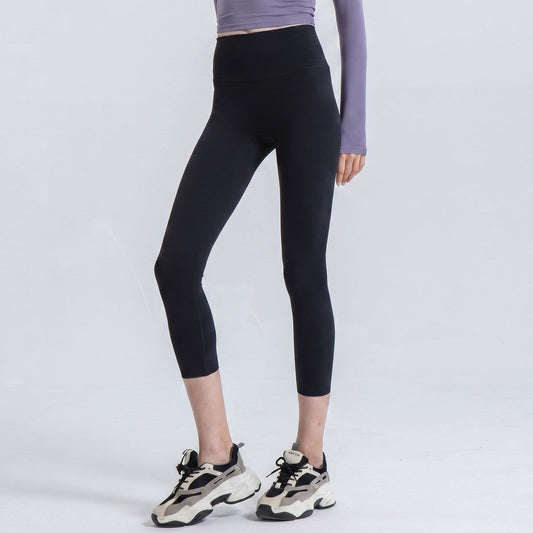High Waist Capri Leggings with Wide Waistband Smooth Stretch Pull On Yoga Active Pants