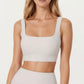 Square Neck Ribbed Cropped Tank Top with Seam Front Detail