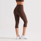 High Waist Capri Leggings with Wide Waistband Smooth Stretch Pull On Workout Yoga Pants