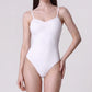 Ribbed Cami Bodysuit with V Neckline and Slim Spaghetti Straps