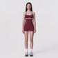 Sleeveless Active Romper with Built In Bra Halter Neck Contrast Trim and Fitted Shorts