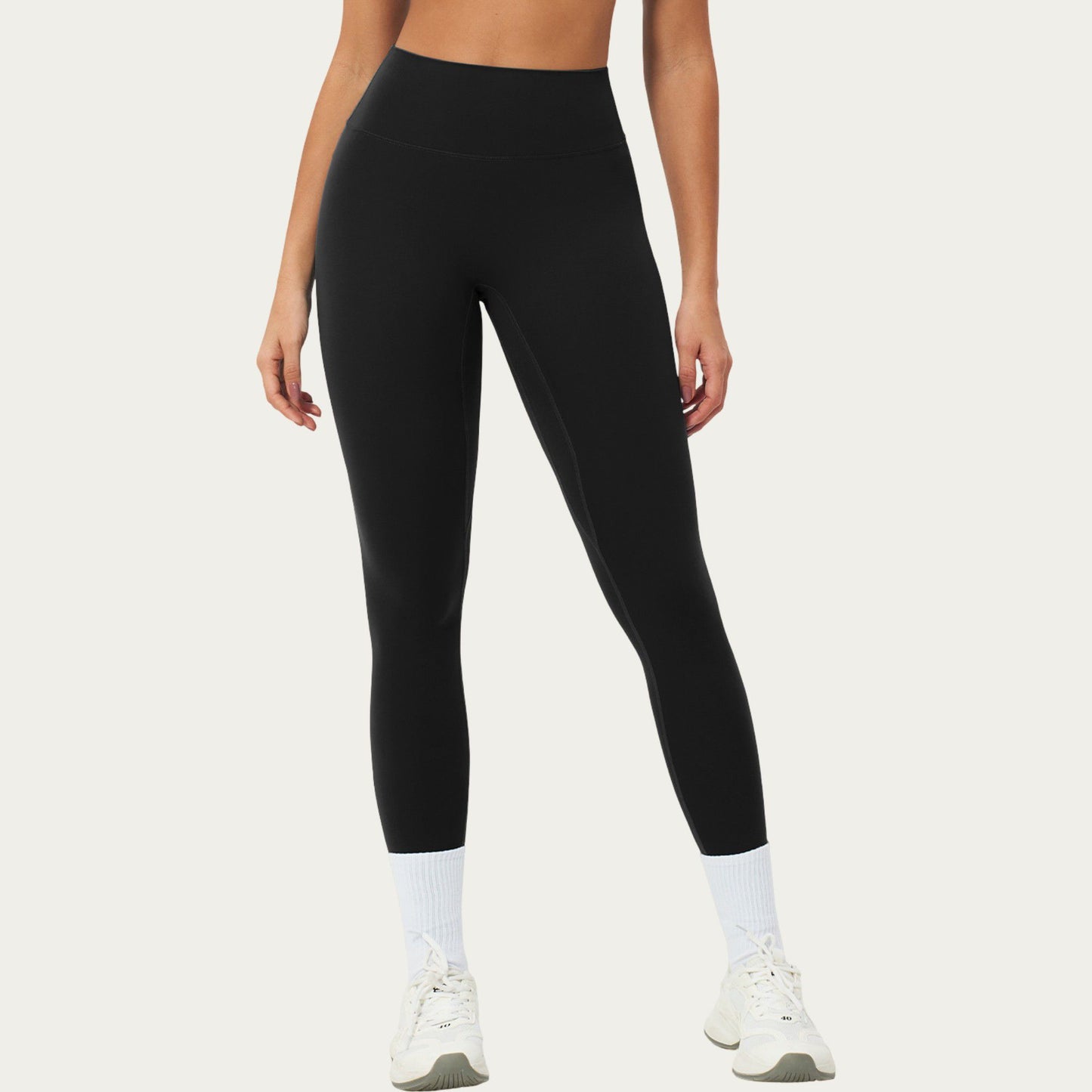 High Waist Leggings with Smooth Stretch Fabric and Curved Seam Detail