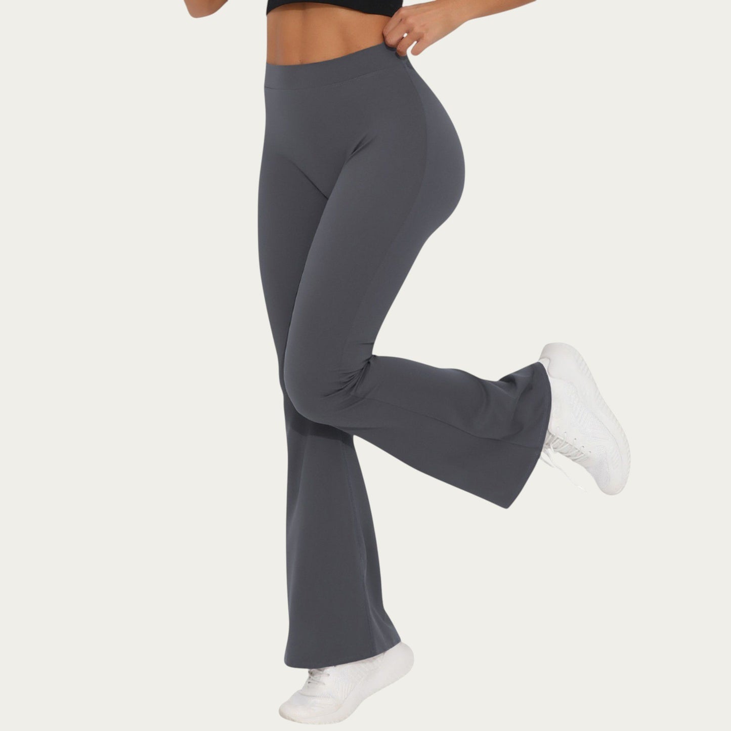 High Waist Flare Leg Yoga Pants with Stretch Fit and Contoured Waistband