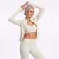 Full Zip Workout Jacket with Thumbholes and Zipper Pockets