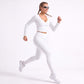 V Neck Long Sleeve Workout Crop Top Fitted Active Shirt
