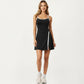 Athletic Dress with Racerback Top Built-In Shorts Contrast Trim Pleated Skirt