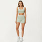 Contrast Trim Sports Bra with Square Neck and Smooth Stretch Fit