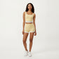 Square Neck Cropped Active Tank Top with Contrast Elastic Hem