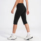 High Waist Side Stripe Capri Leggings Wide Waistband Cropped Workout Yoga Pants