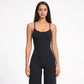 Scoop Neck Wide Leg Athletic Jumpsuit with Adjustable Crisscross Back Straps for Yoga Gym