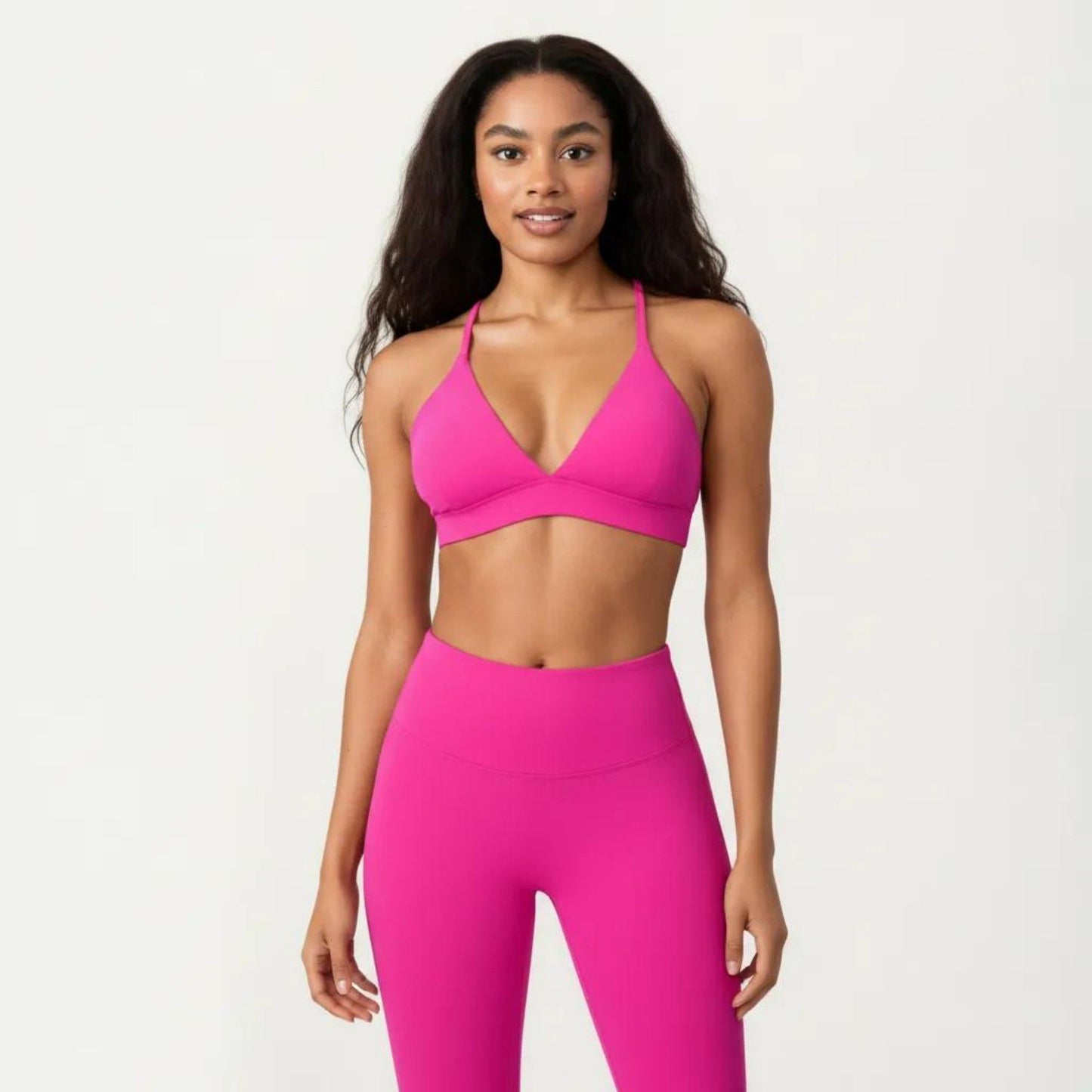 Triangle Sports Bra with Adjustable Cross Back Straps and Smooth Band