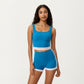 Square Neck Cropped Active Tank Top with Contrast Elastic Hem