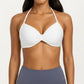 Halter Sports Bra with Ruched Front Detail and Open Back Design