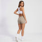 Fold Over Ruched Waistband Yoga Shorts Butt Lifting Workout Shorts