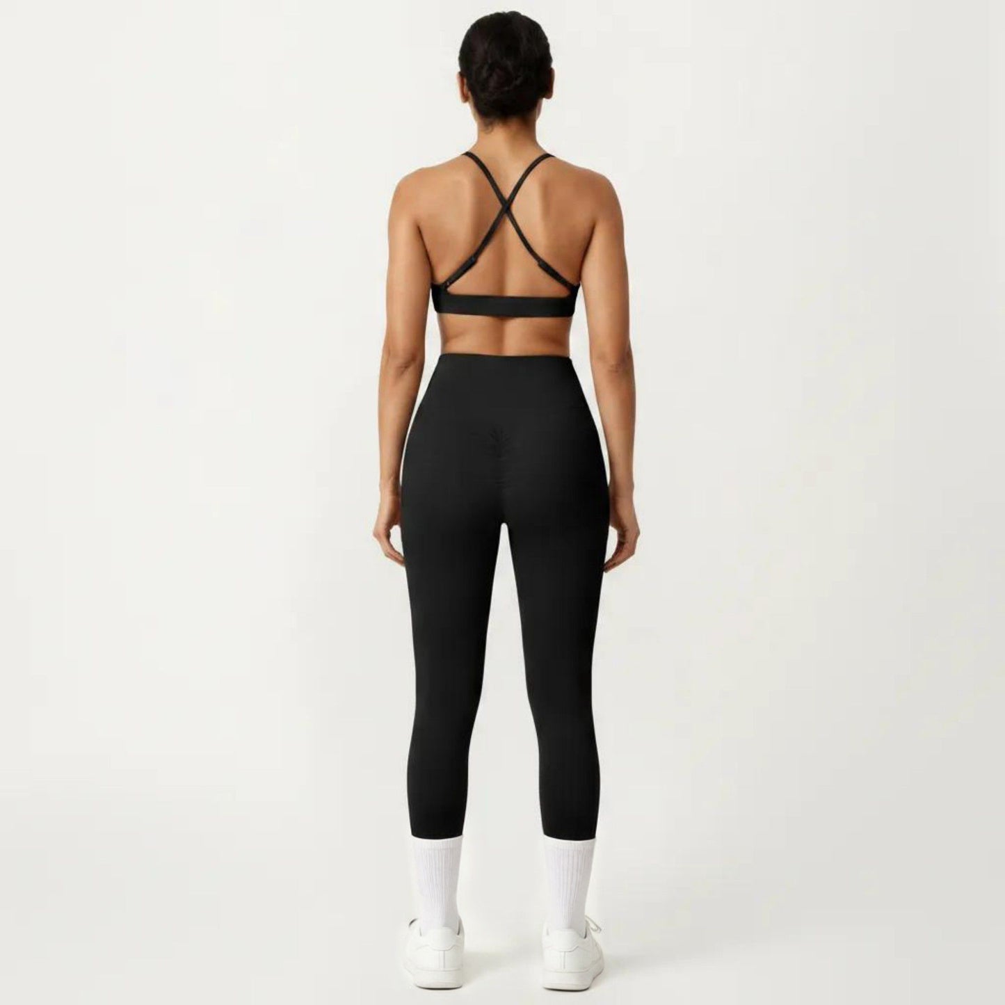 Triangle Sports Bra with Adjustable Cross Back Straps and Smooth Band