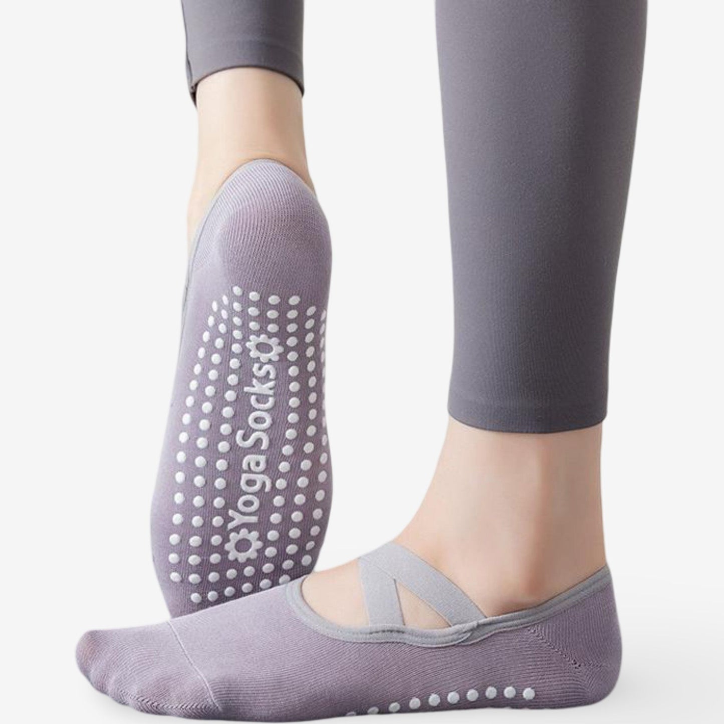 Non-Slip Yoga Socks with Cross Strap Design for Indoor Fitness 5 Pack