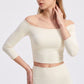 Off Shoulder 3/4 Sleeve Crop Workout Top