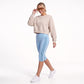 Foldover Waist Capri Leggings with Contrast Side Stripes